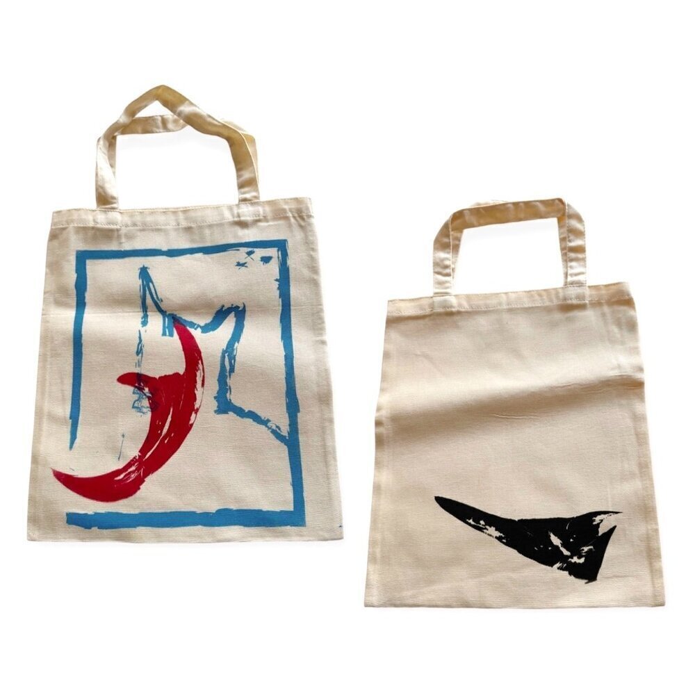 Screen printed Cat tote bag, organic cotton, hand printed, Kitty Motif, New